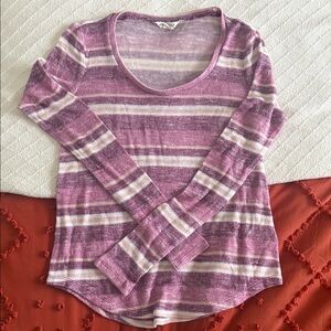 Aeropostale Purple Striped Long Sleeve Top